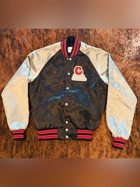 Vintage 80s Houston Gamblers USFL Satin Bomber Jacket Swingster USA Mens Small